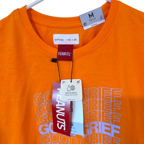 Peanuts X Lefties Good Grief Charlie Brown Cropped Tee Medium/ Large Orange NEW - Picture 3 of 3